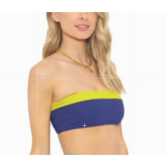 Flagpole Swim Blue Lime Green Bandeau Top - Key Lime Navy Large Large NWT - Picture 1 of 4